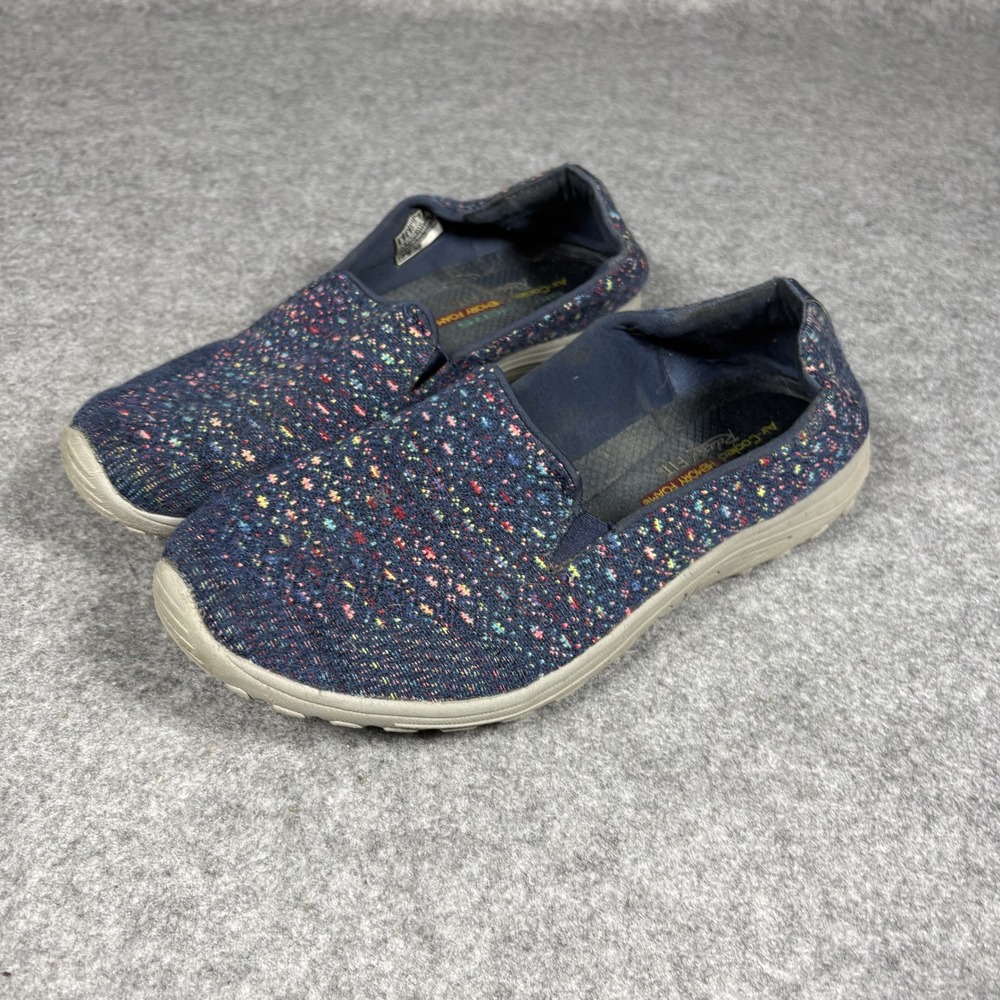 Skechers Relaxed Fit 49291 Slip On Shoes 9 Navy Multi Color Knit Memory Foam‎